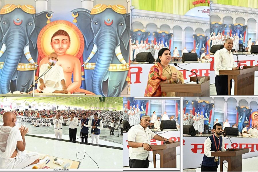 A grand civil reception ceremony for Acharya Shri Mahashraman ji hosted at Mahavir Samvasaran in Surat