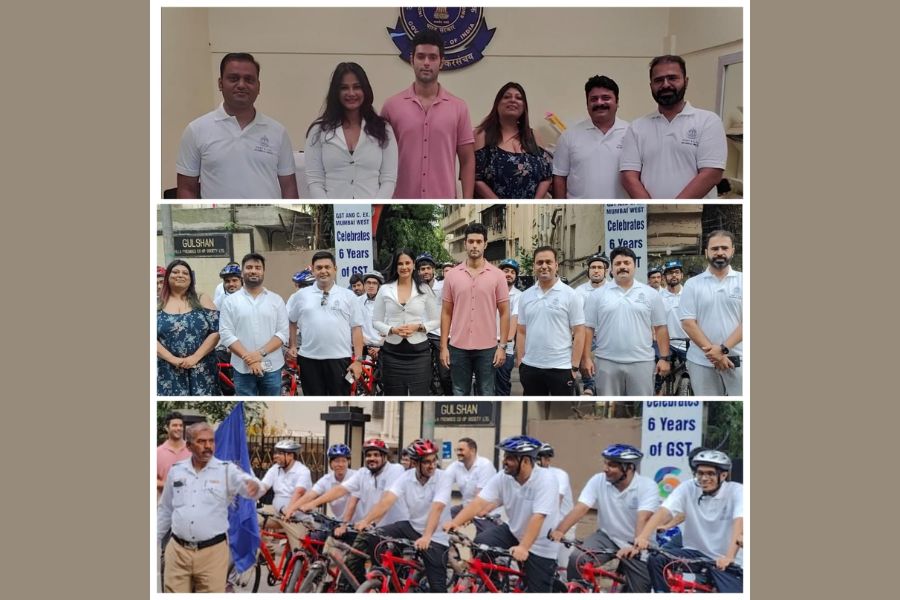 Landmark cyclothon to mark 7th year of GST, flagged off by Rupali Suri, Shivam Dube, IRS officers Dr Prashant Chauhan,  Kamaljit Kamal,  Madhukar Kumar, Shibi Singh